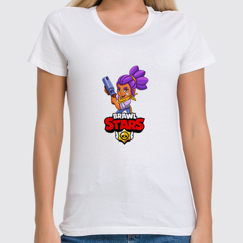 Заказать женскую футболку в Москве. Футболка классическая BRAWL STARS SHELLY  от geekbox - готовые дизайны и нанесение принтов.