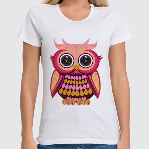 Заказать женскую футболку в Москве. Футболка классическая Сова (Owl) от trugift - готовые дизайны и нанесение принтов.