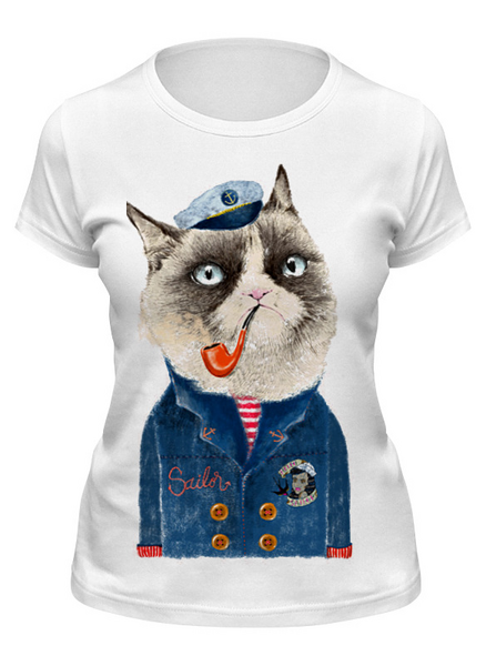 Заказать женскую футболку в Москве. Футболка классическая kitty от Gazimpa - готовые дизайны и нанесение принтов.
