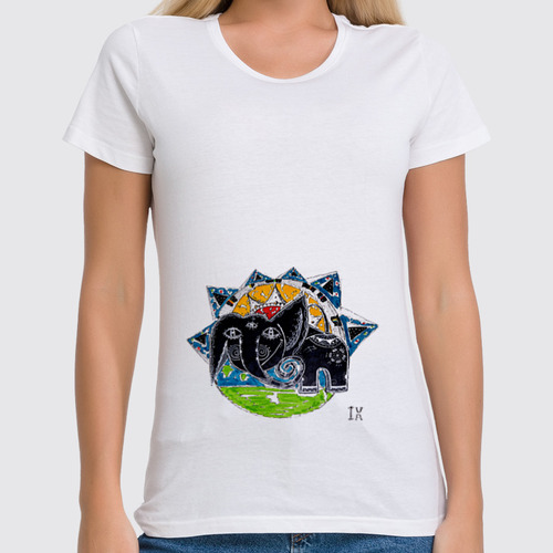 Заказать женскую футболку в Москве. Футболка классическая Слоник от Elena Vasilchenko - готовые дизайны и нанесение принтов.