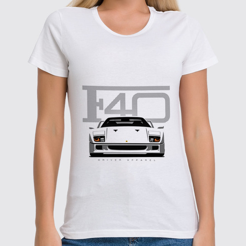 Заказать женскую футболку в Москве. Футболка классическая Ferrari F40 от s.podosenov@mail.ru - готовые дизайны и нанесение принтов.