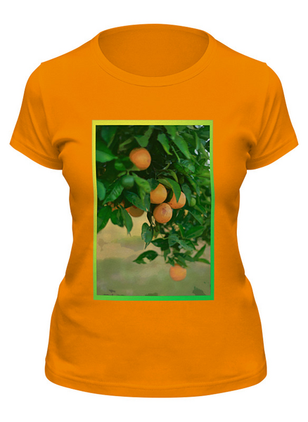 Заказать женскую футболку в Москве. Футболка классическая Апельсины от ElenaE  - готовые дизайны и нанесение принтов.