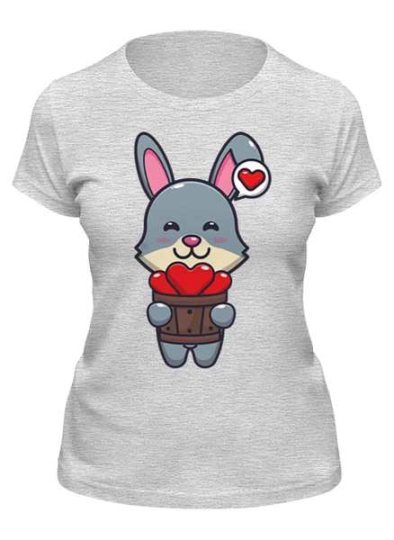 Заказать женскую футболку в Москве. Футболка классическая Кролик с сердечками от skynatural - готовые дизайны и нанесение принтов.