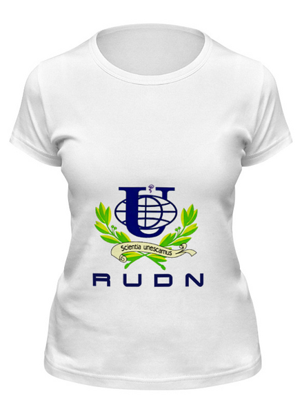 Заказать женскую футболку в Москве. Футболка классическая РУДН-1 от fcsm9622 - готовые дизайны и нанесение принтов.