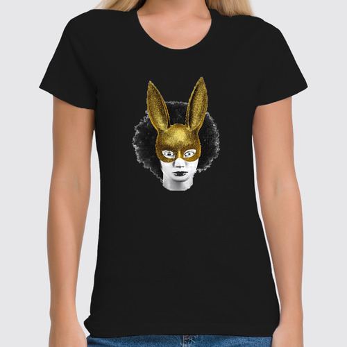 Заказать женскую футболку в Москве. Футболка классическая Gold Afro Rabbit от Felix Kotezki - готовые дизайны и нанесение принтов.