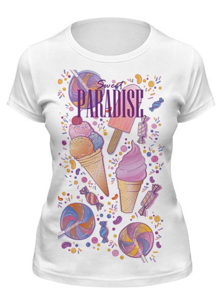 Заказать женскую футболку в Москве. Футболка классическая Sweet Paradise от Алиса Арифулина - готовые дизайны и нанесение принтов.