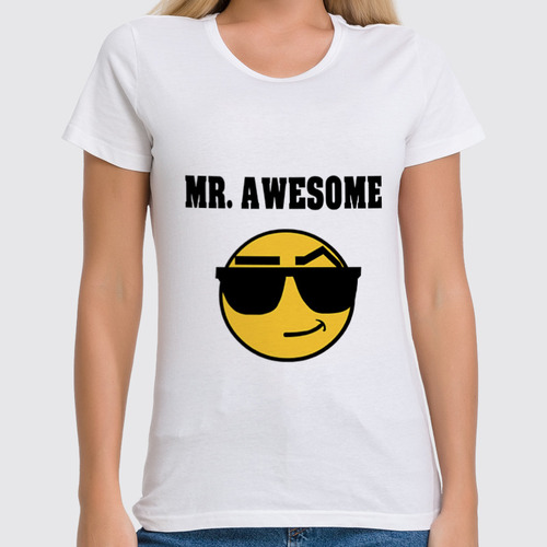 Заказать женскую футболку в Москве. Футболка классическая Mister Awesome от Maria_Ch - готовые дизайны и нанесение принтов.