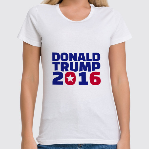 Заказать женскую футболку в Москве. Футболка классическая Trump 2016 от skynatural - готовые дизайны и нанесение принтов.