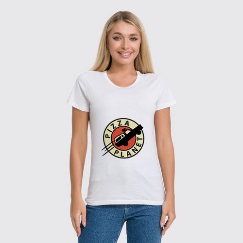 Заказать женскую футболку в Москве. Футболка классическая Планета пиццы от Romanova - готовые дизайны и нанесение принтов.