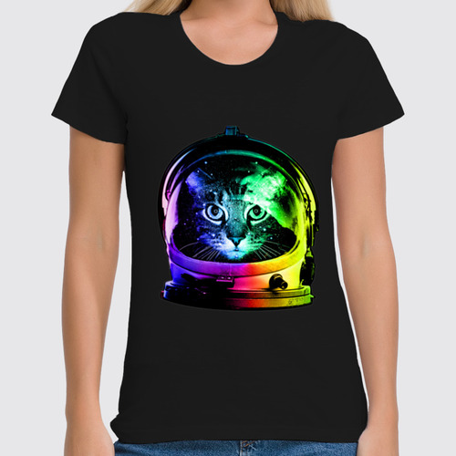 Заказать женскую футболку в Москве. Футболка классическая Astronaut Cat от Михаил Авилкин - готовые дизайны и нанесение принтов.
