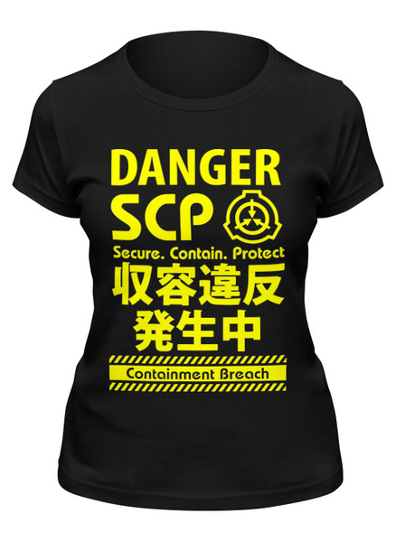 Заказать женскую футболку в Москве. Футболка классическая SCP Foundation от geekbox - готовые дизайны и нанесение принтов.