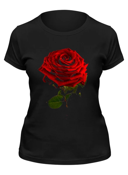 Заказать женскую футболку в Москве. Футболка классическая красная роза от solntse - готовые дизайны и нанесение принтов.