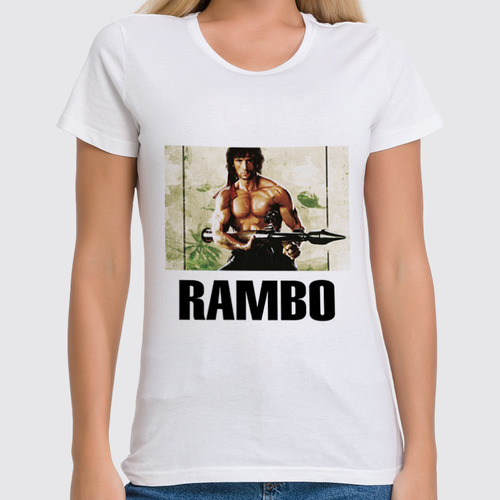 Заказать женскую футболку в Москве. Футболка классическая Рэмбо от cherdantcev - готовые дизайны и нанесение принтов.
