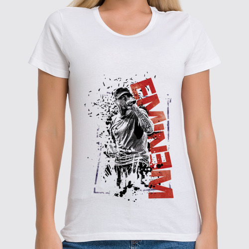 Заказать женскую футболку в Москве. Футболка классическая Eminem от FOR YOU - готовые дизайны и нанесение принтов.
