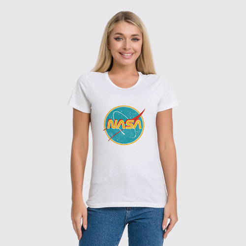 Заказать женскую футболку в Москве. Футболка классическая NASA винтажный логотип от Павел Павел - готовые дизайны и нанесение принтов.