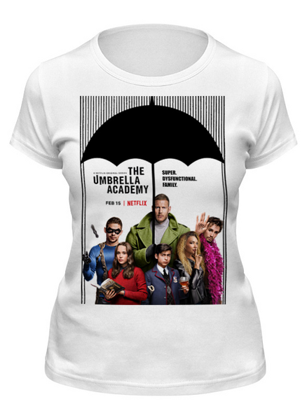 Заказать женскую футболку в Москве. Футболка классическая UMBRELLA ACADEMY от robus - готовые дизайны и нанесение принтов.