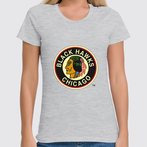 Заказать женскую футболку в Москве. Футболка классическая Chicago Black Hawks / NHL USA от KinoArt - готовые дизайны и нанесение принтов.