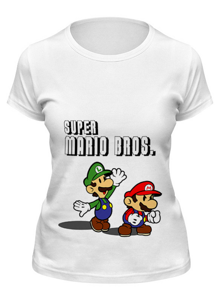 Заказать женскую футболку в Москве. Футболка классическая Super Mario Bros. от game-fan - готовые дизайны и нанесение принтов.