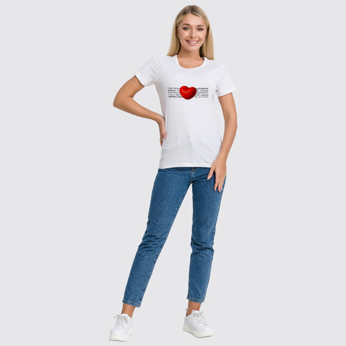 Заказать женскую футболку в Москве. Футболка классическая Красное сердце со словами о любви от TaTte  - готовые дизайны и нанесение принтов.