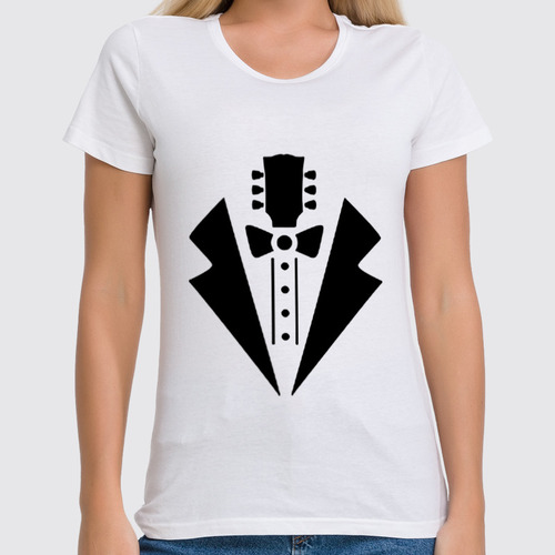 Заказать женскую футболку в Москве. Футболка классическая гитара-галстук от queen  - готовые дизайны и нанесение принтов.