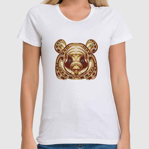 Заказать женскую футболку в Москве. Футболка классическая Ethnic panda от T-shirt print  - готовые дизайны и нанесение принтов.