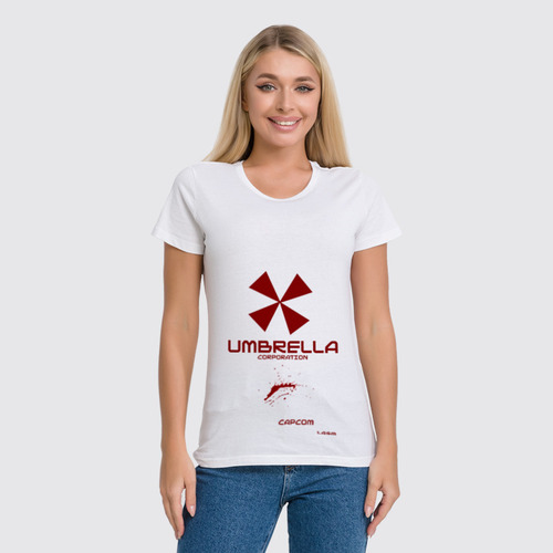 Заказать женскую футболку в Москве. Футболка классическая Resident Evil: Umbrella Corporation от game-fan - готовые дизайны и нанесение принтов.