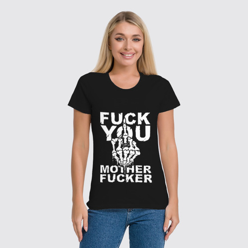 Заказать женскую футболку в Москве. Футболка классическая F*ck You от Leichenwagen - готовые дизайны и нанесение принтов.