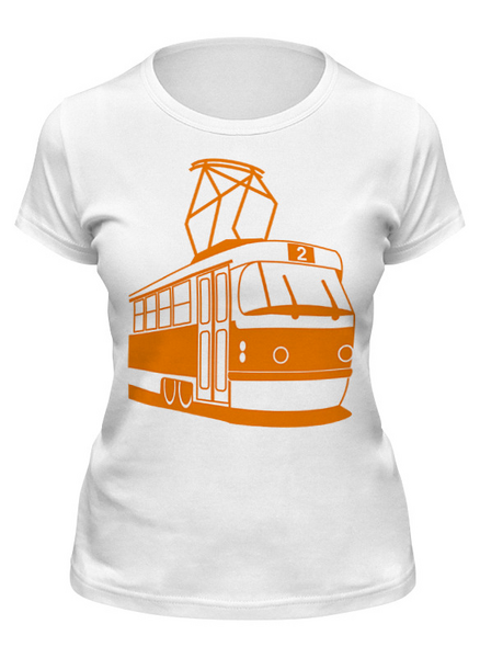 Заказать женскую футболку в Москве. Футболка классическая Трамвай  от Vinli.shop  - готовые дизайны и нанесение принтов.