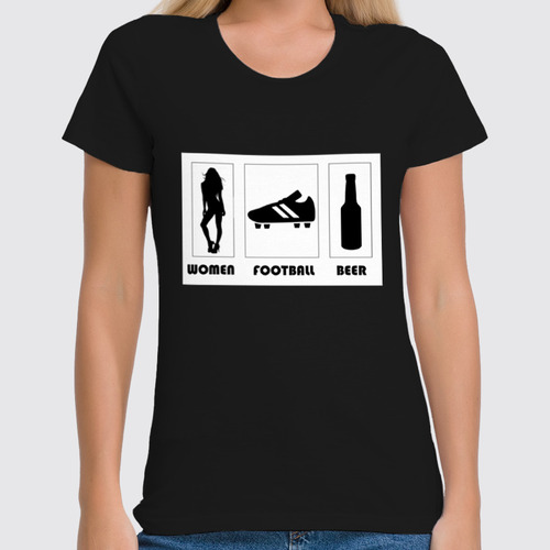 Заказать женскую футболку в Москве. Футболка классическая WOMEN FOOTBALL BEER от vasilij - готовые дизайны и нанесение принтов.