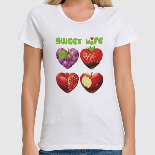 Заказать женскую футболку в Москве. Футболка классическая sweet life от vita22 - готовые дизайны и нанесение принтов.