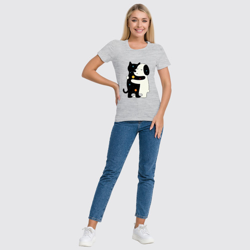 Заказать женскую футболку в Москве. Футболка классическая Кот и собака от Yaroslava - готовые дизайны и нанесение принтов.