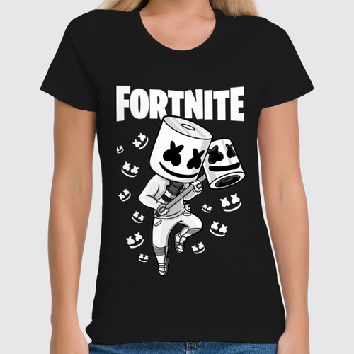 Заказать женскую футболку в Москве. Футболка классическая Fortnite, Marshmello от geekbox - готовые дизайны и нанесение принтов.