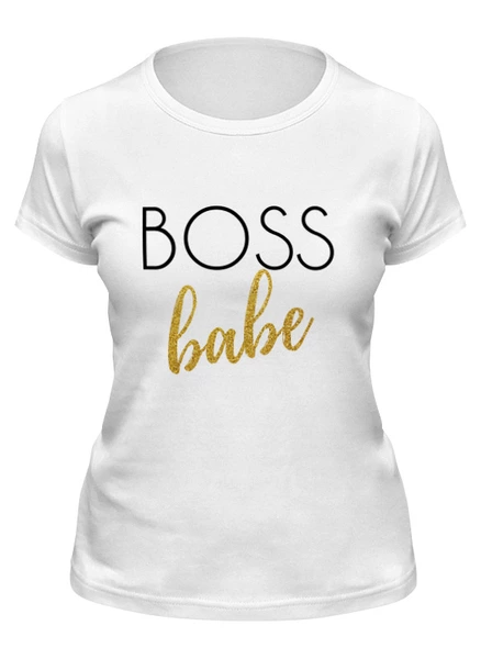 Заказать женскую футболку в Москве. Футболка классическая Boss babe от liza-shatoper@mail.ru - готовые дизайны и нанесение принтов.
