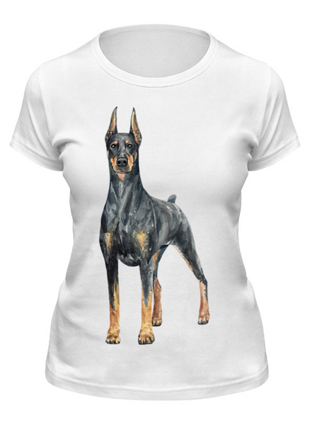 Заказать женскую футболку в Москве. Футболка классическая Dog Doberman от T-shirt print  - готовые дизайны и нанесение принтов.