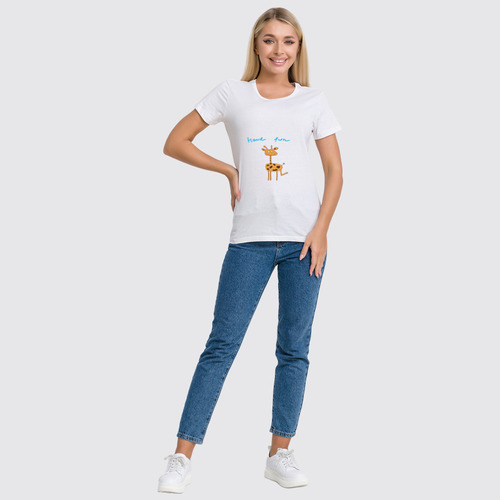 Заказать женскую футболку в Москве. Футболка классическая жираф от Karina Radomskaya - готовые дизайны и нанесение принтов.