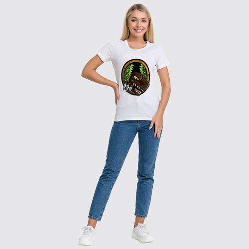 Заказать женскую футболку в Москве. Футболка классическая Динозавр от fanart - готовые дизайны и нанесение принтов.
