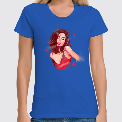 Заказать женскую футболку в Москве. Футболка классическая Поцелуй  от irinabuzova86@yandex.ru - готовые дизайны и нанесение принтов.