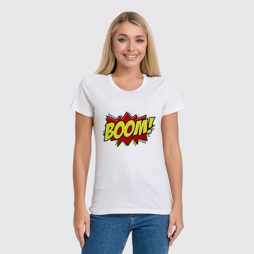 Заказать женскую футболку в Москве. Футболка классическая Boom! от geekbox - готовые дизайны и нанесение принтов.