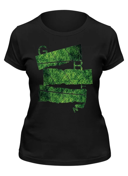 Заказать женскую футболку в Москве. Футболка классическая Evergreen Letters от CoolColor  - готовые дизайны и нанесение принтов.