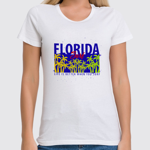 Заказать женскую футболку в Москве. Футболка классическая FLORIDA от balden - готовые дизайны и нанесение принтов.