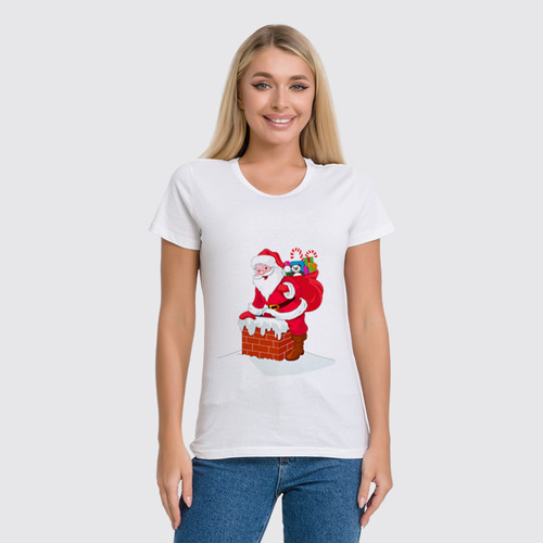 Заказать женскую футболку в Москве. Футболка классическая Дед Мороз с подарками от Виктор Гришин - готовые дизайны и нанесение принтов.