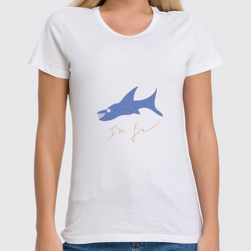 Заказать женскую футболку в Москве. Футболка классическая акула от Karina Radomskaya - готовые дизайны и нанесение принтов.
