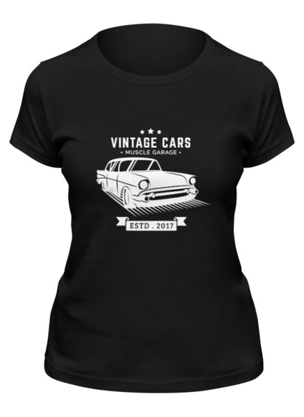 Заказать женскую футболку в Москве. Футболка классическая Vintage Cars от balden - готовые дизайны и нанесение принтов.