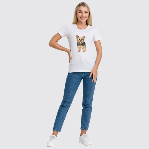 Заказать женскую футболку в Москве. Футболка классическая Dog Yorkshire Terrier от T-shirt print  - готовые дизайны и нанесение принтов.