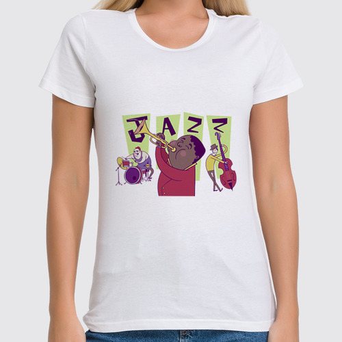 Заказать женскую футболку в Москве. Футболка классическая Джаз (jazz) от fanart - готовые дизайны и нанесение принтов.