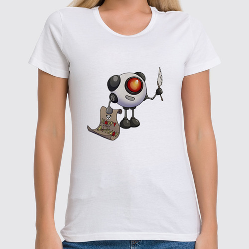 Заказать женскую футболку в Москве. Футболка классическая Веселый робот от Aleksandra Alice - готовые дизайны и нанесение принтов.