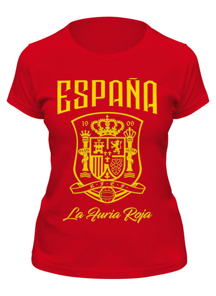 Заказать женскую футболку в Москве. Футболка классическая Сборная Испании от geekbox - готовые дизайны и нанесение принтов.