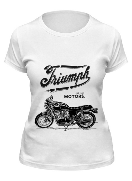 Заказать женскую футболку в Москве. Футболка классическая Triumph Motorcycles от madwheelz - готовые дизайны и нанесение принтов.
