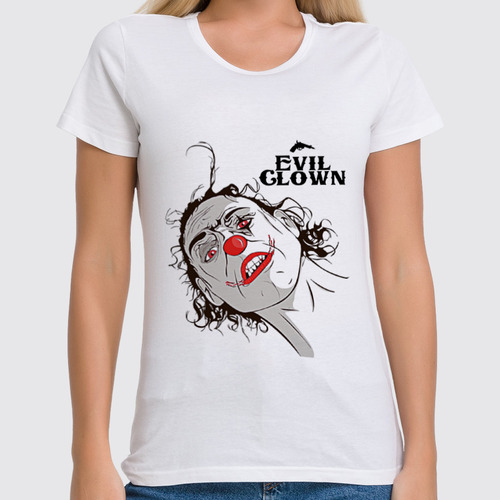 Заказать женскую футболку в Москве. Футболка классическая Evil Clown от Leichenwagen - готовые дизайны и нанесение принтов.