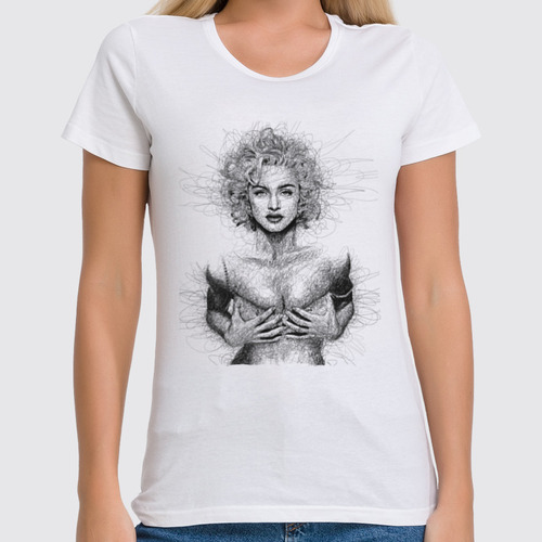 Заказать женскую футболку в Москве. Футболка классическая Madonna от Leichenwagen - готовые дизайны и нанесение принтов.